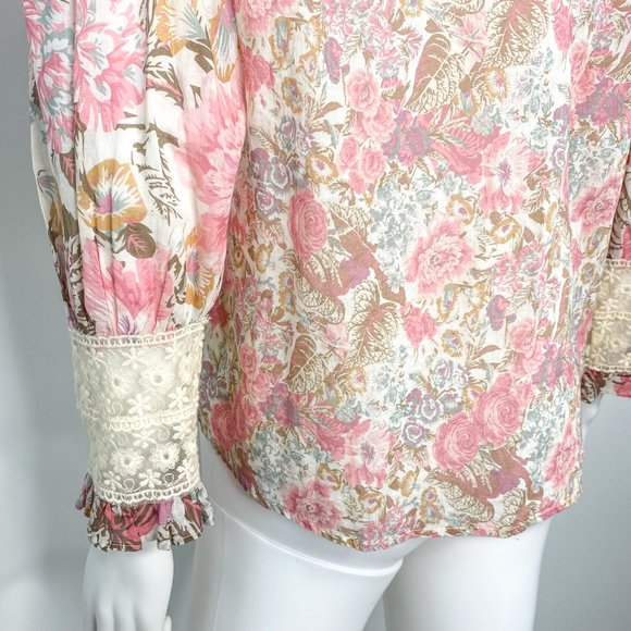 LoveShackFancy Brooke Long Sleeve Blouse Top in Dew Drop Floral Print Sz XS - Picture 7 of 15